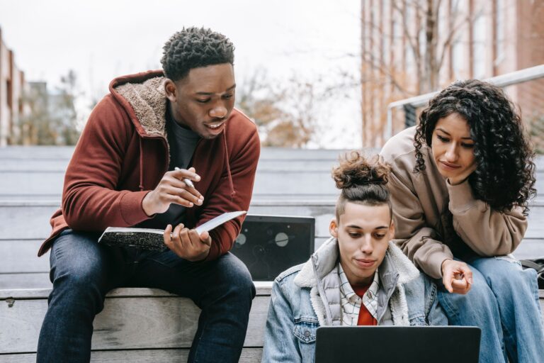 group of high school students studying at MIHC